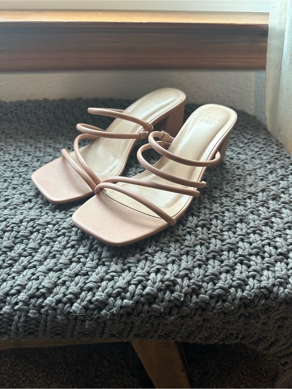 Target Nude Pink Strappy Square-Toe Block Heel Sandals